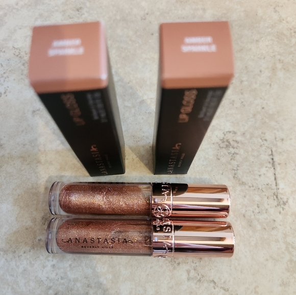 Two (2) Anastasia Beverly Hills Lip Gloss Amber Sparkle 3.1 Ml Mini - Picture 2 of 4